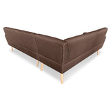 Faux Linen Corner Wooden Sofa Lounge L-shaped with Chaise Brown - 45-Degree Angle