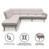 Sarantino Faux Linen Corner Sofa Lounge L-shaped Chaise Light Grey - Extra Image