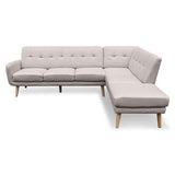 Sarantino Faux Linen Corner Sofa Lounge L-shaped Chaise Light Grey - Extra Image
