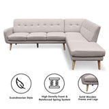 Sarantino Faux Linen Corner Sofa Lounge L-shaped Chaise Light Grey - Extra Image