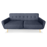 Sarantino 6-Seater Linen Sofa Set Couch Futon - Dark Grey - Front View