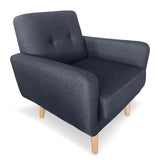 Sarantino 6-Seater Linen Sofa Set Couch Futon - Dark Grey - Extra Image