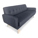 Sarantino 6-Seater Linen Sofa Set Couch Futon - Dark Grey - 45-Degree Angle