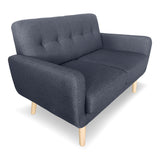 Sarantino 6-Seater Linen Sofa Set Couch Futon - Dark Grey - Low Angle