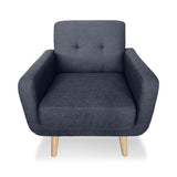 Sarantino 6-Seater Linen Sofa Set Couch Futon - Dark Grey - Top-Down View