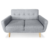 Sarantino 6-Seater Linen Sofa Set Couch Futon - Light Grey - Extra Image