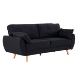 Sarantino 3 Seater Modular Linen Fabric Sofa Bed Couch Futon - Black