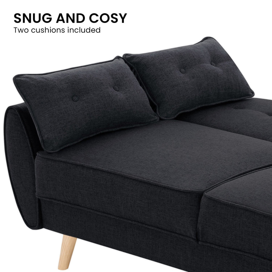 Sarantino 3 Seater Modular Linen Fabric Sofa Bed Couch Futon - Black