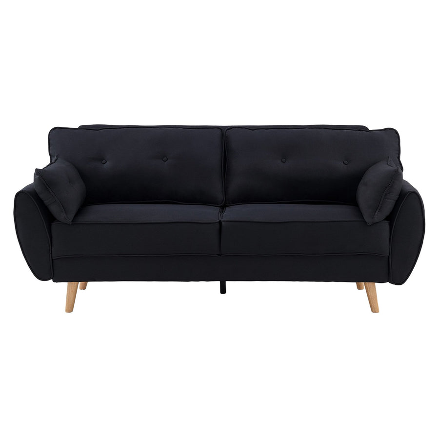 Sarantino 3 Seater Modular Linen Fabric Sofa Bed Couch Futon - Black