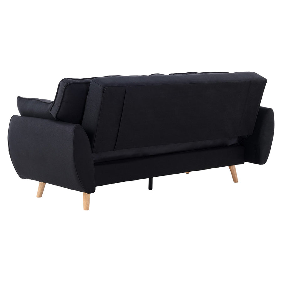 Sarantino 3 Seater Modular Linen Fabric Sofa Bed Couch Futon - Black