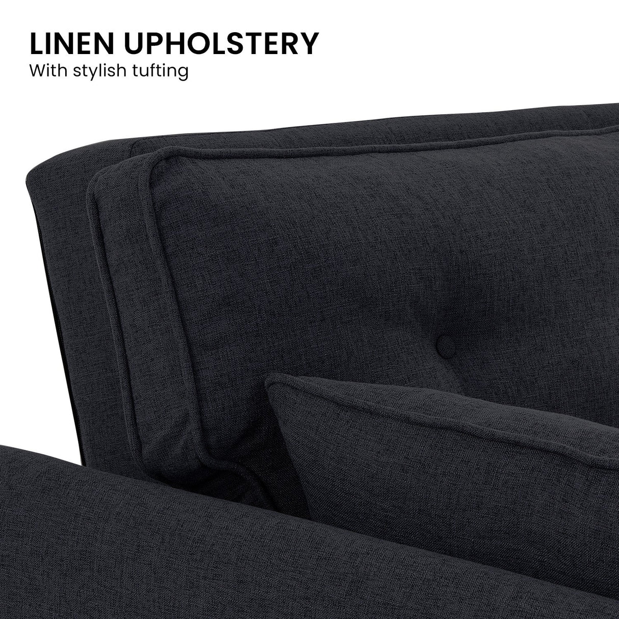 Sarantino 3 Seater Modular Linen Fabric Sofa Bed Couch Futon - Black