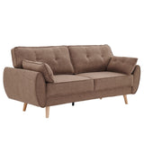 Sarantino 3 Seater Modular Linen Fabric Sofa Bed Couch Futon - Brown