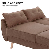 Sarantino 3 Seater Modular Linen Fabric Sofa Bed Couch Futon - Brown