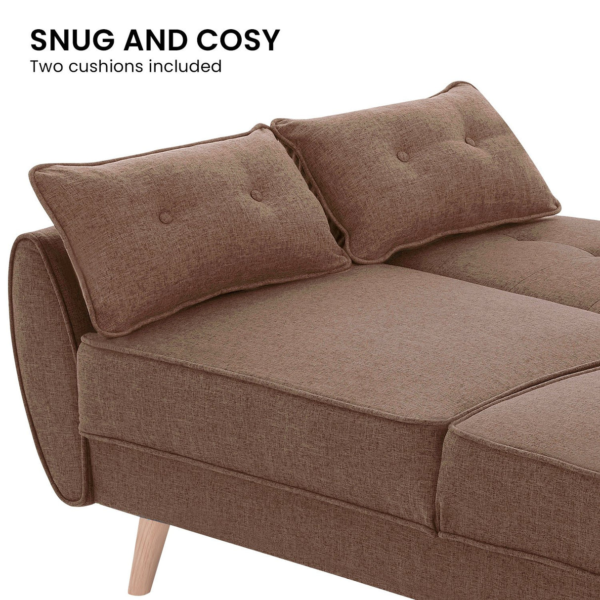 Sarantino 3 Seater Modular Linen Fabric Sofa Bed Couch Futon - Brown