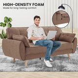 Sarantino 3 Seater Modular Linen Fabric Sofa Bed Couch Futon - Brown - Extra Image