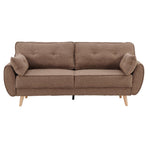 Sarantino 3 Seater Modular Linen Fabric Sofa Bed Couch Futon - Brown