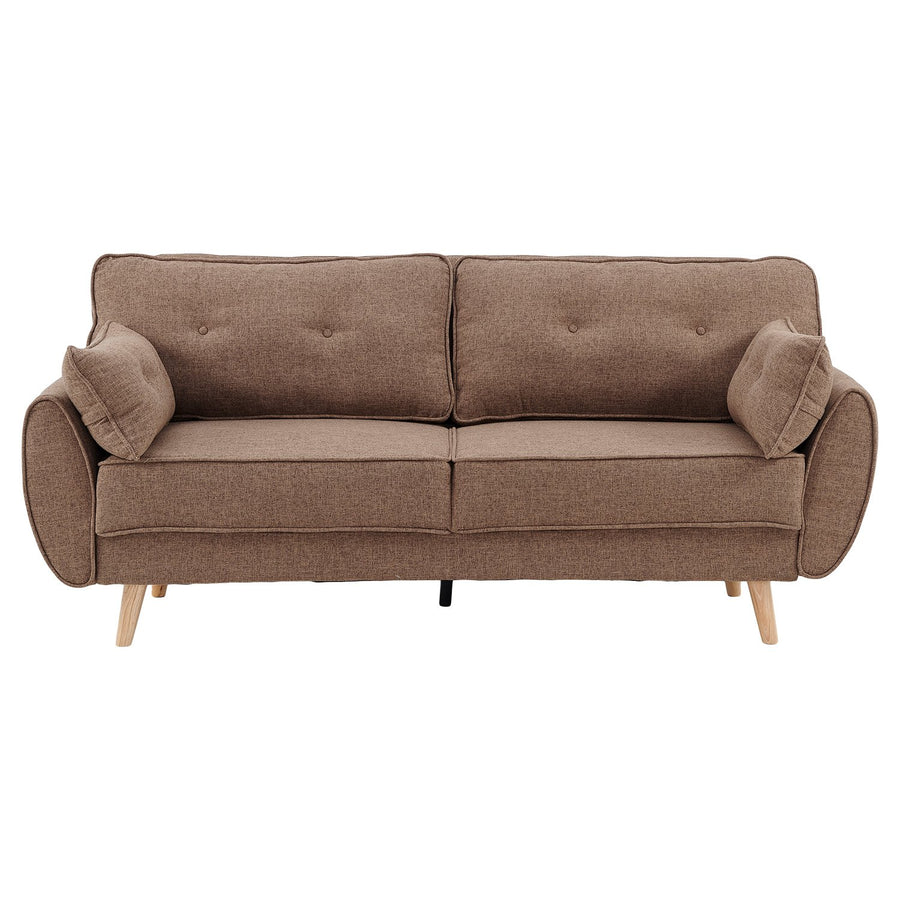 Sarantino 3 Seater Modular Linen Fabric Sofa Bed Couch Futon - Brown