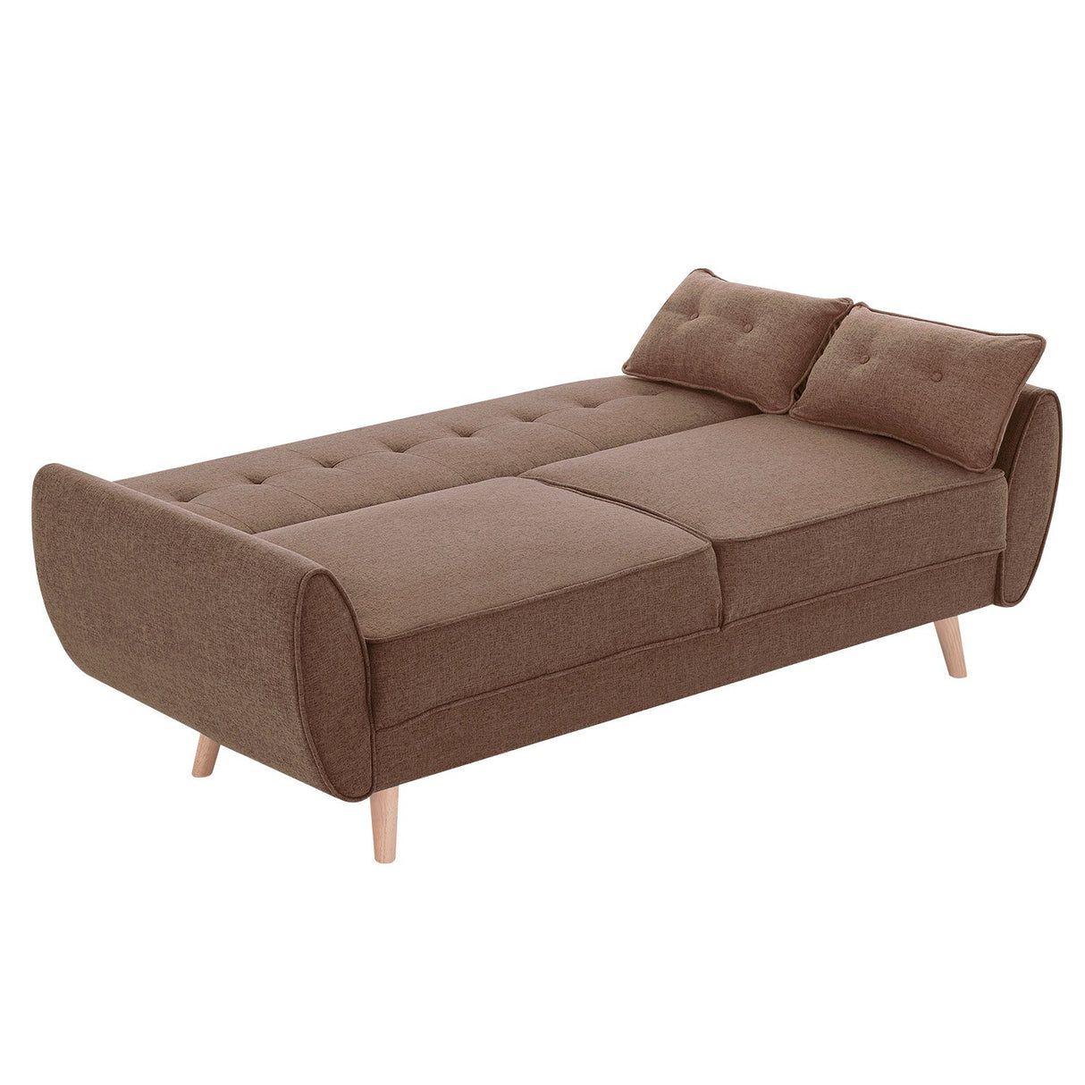 Sarantino 3 Seater Modular Linen Fabric Sofa Bed Couch Futon - Brown