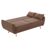 Sarantino 3 Seater Modular Linen Fabric Sofa Bed Couch Futon - Brown