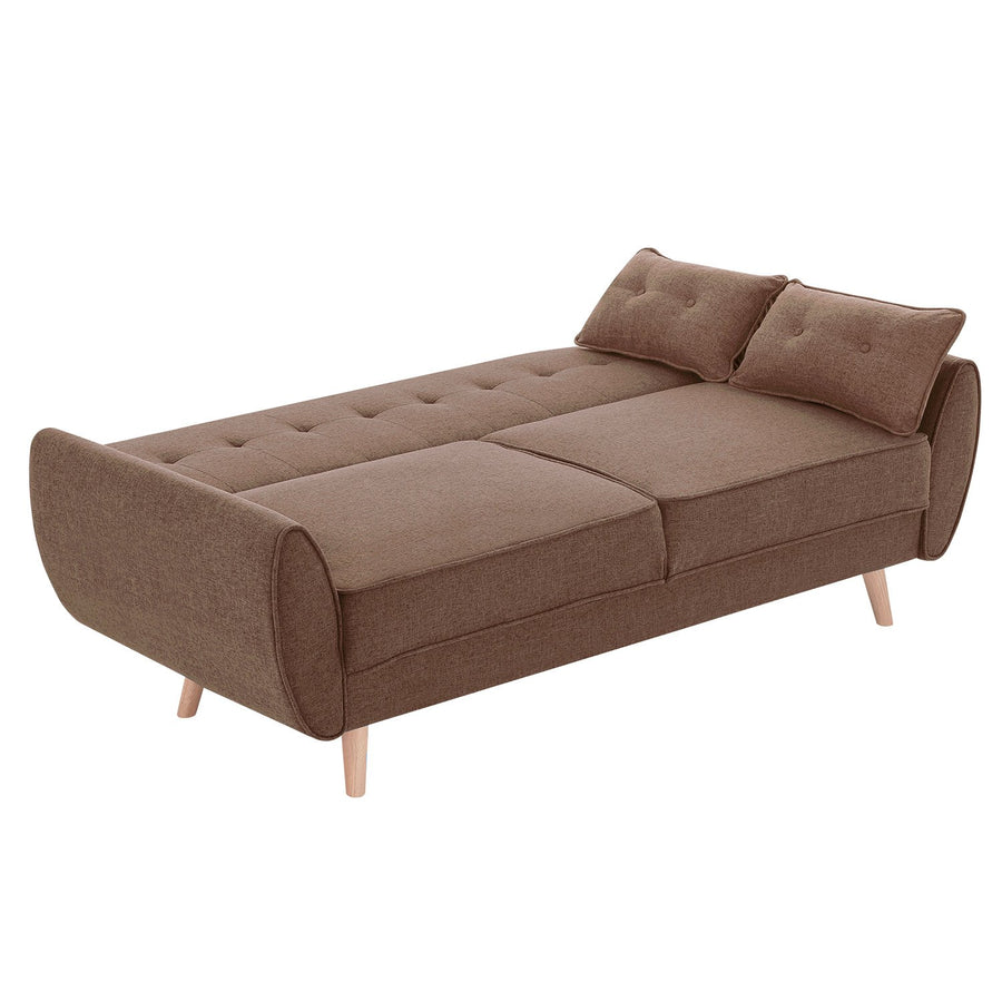 Sarantino 3 Seater Modular Linen Fabric Sofa Bed Couch Futon - Brown