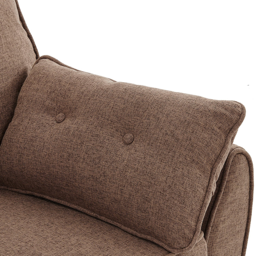 Sarantino 3 Seater Modular Linen Fabric Sofa Bed Couch Futon - Brown