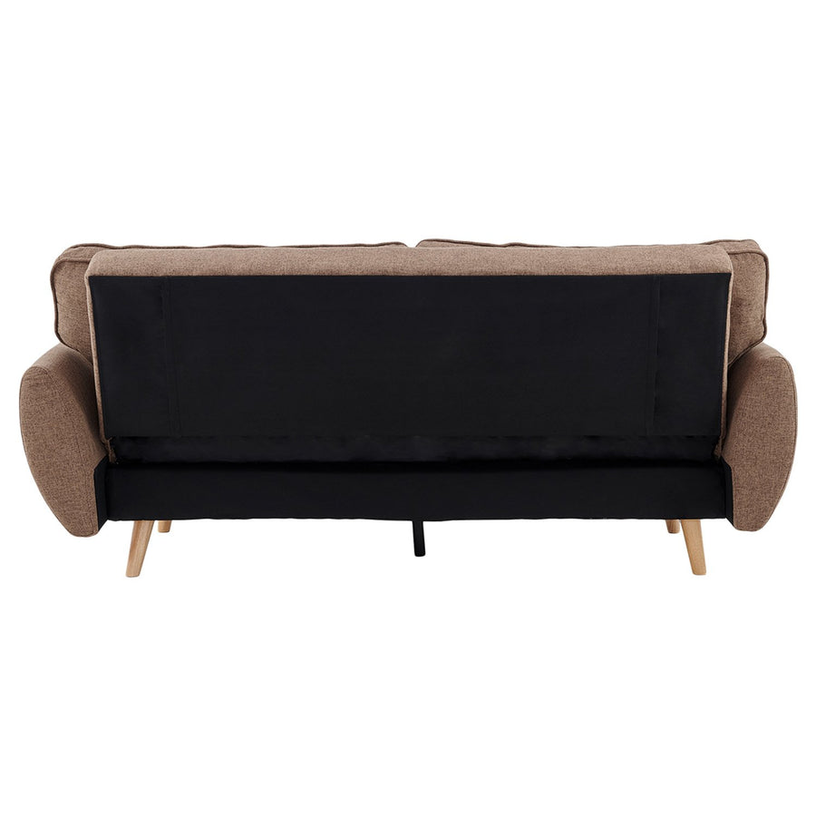 Sarantino 3 Seater Modular Linen Fabric Sofa Bed Couch Futon - Brown
