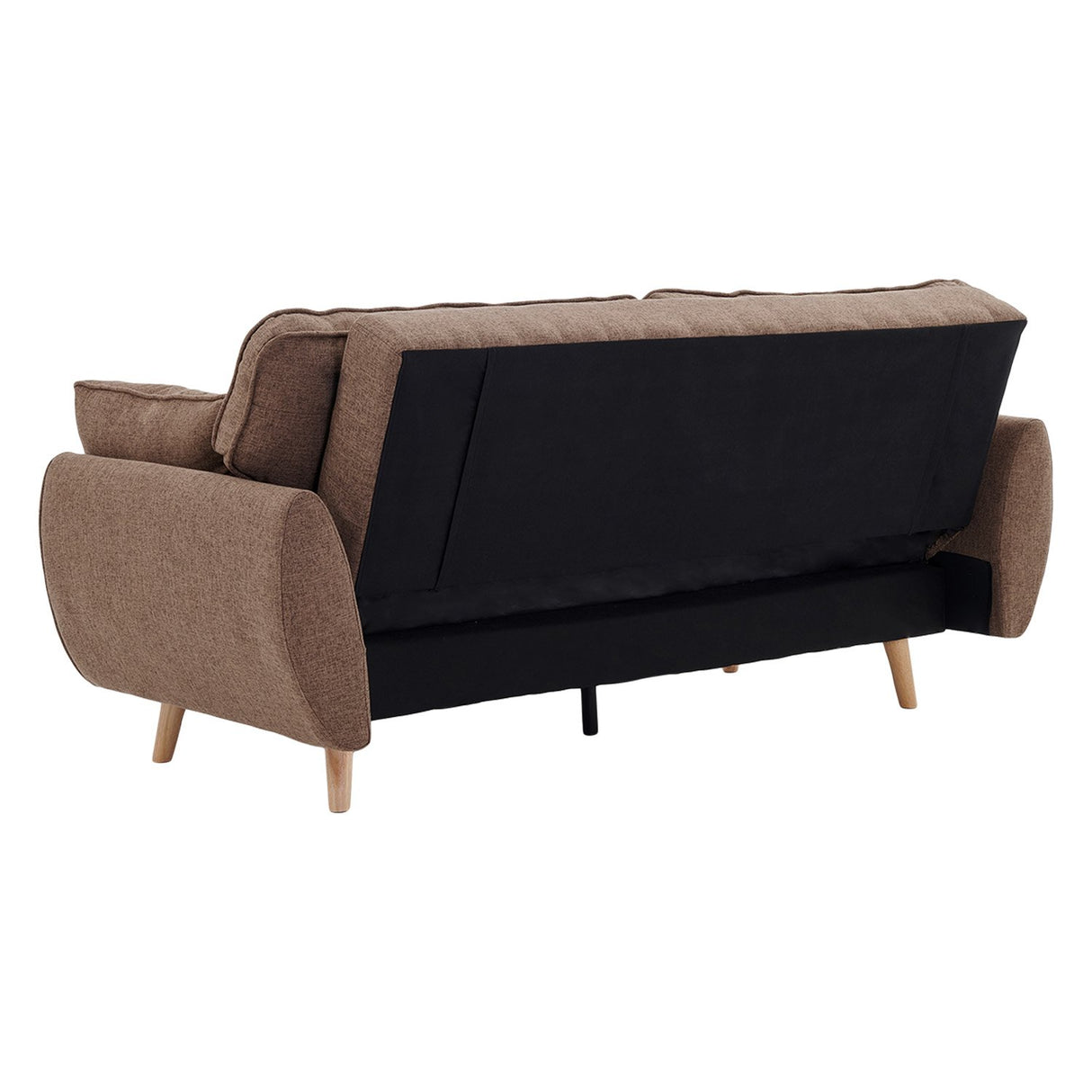 Sarantino 3 Seater Modular Linen Fabric Sofa Bed Couch Futon - Brown