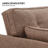 Sarantino 3 Seater Modular Linen Fabric Sofa Bed Couch Futon - Brown