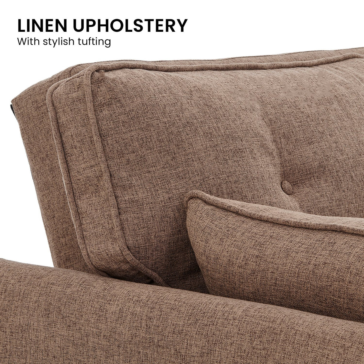 Sarantino 3 Seater Modular Linen Fabric Sofa Bed Couch Futon - Brown