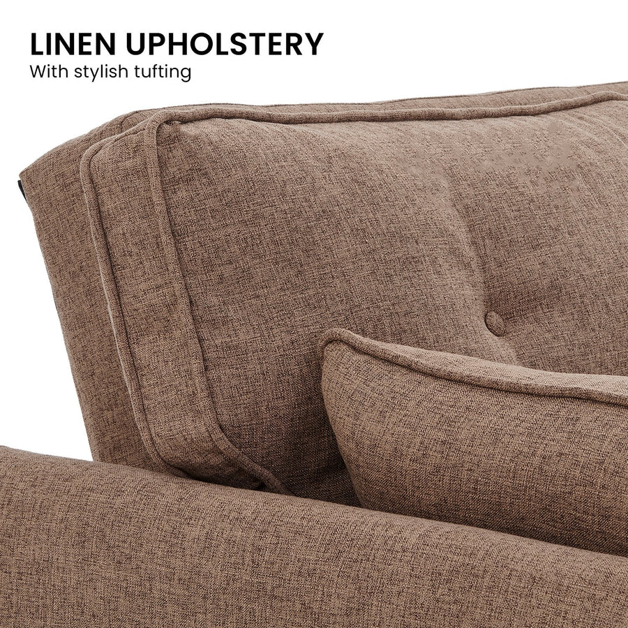 Sarantino 3 Seater Modular Linen Fabric Sofa Bed Couch Futon - Brown