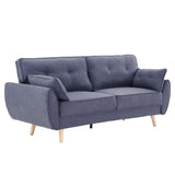 Sarantino 3 Seater Modular Linen Fabric Wood Sofa Bed Couch- Dark Grey