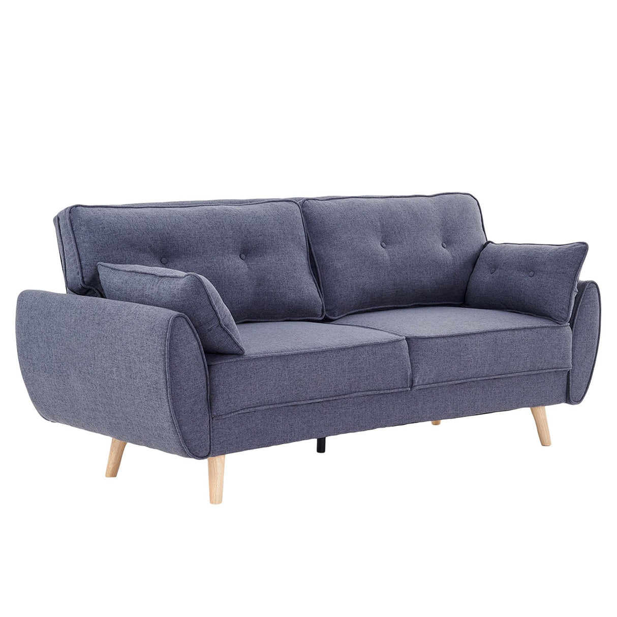 Sarantino 3 Seater Modular Linen Fabric Wood Sofa Bed Couch- Dark Grey