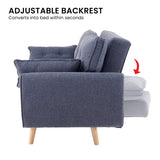 Sarantino 3 Seater Modular Linen Fabric Wood Sofa Bed Couch- Dark Grey
