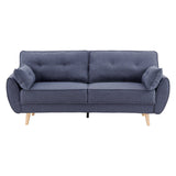 Sarantino 3 Seater Modular Linen Fabric Wood Sofa Bed Couch- Dark Grey