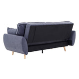 Sarantino 3 Seater Modular Linen Fabric Wood Sofa Bed Couch- Dark Grey