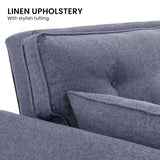 Sarantino 3 Seater Modular Linen Fabric Wood Sofa Bed Couch- Dark Grey