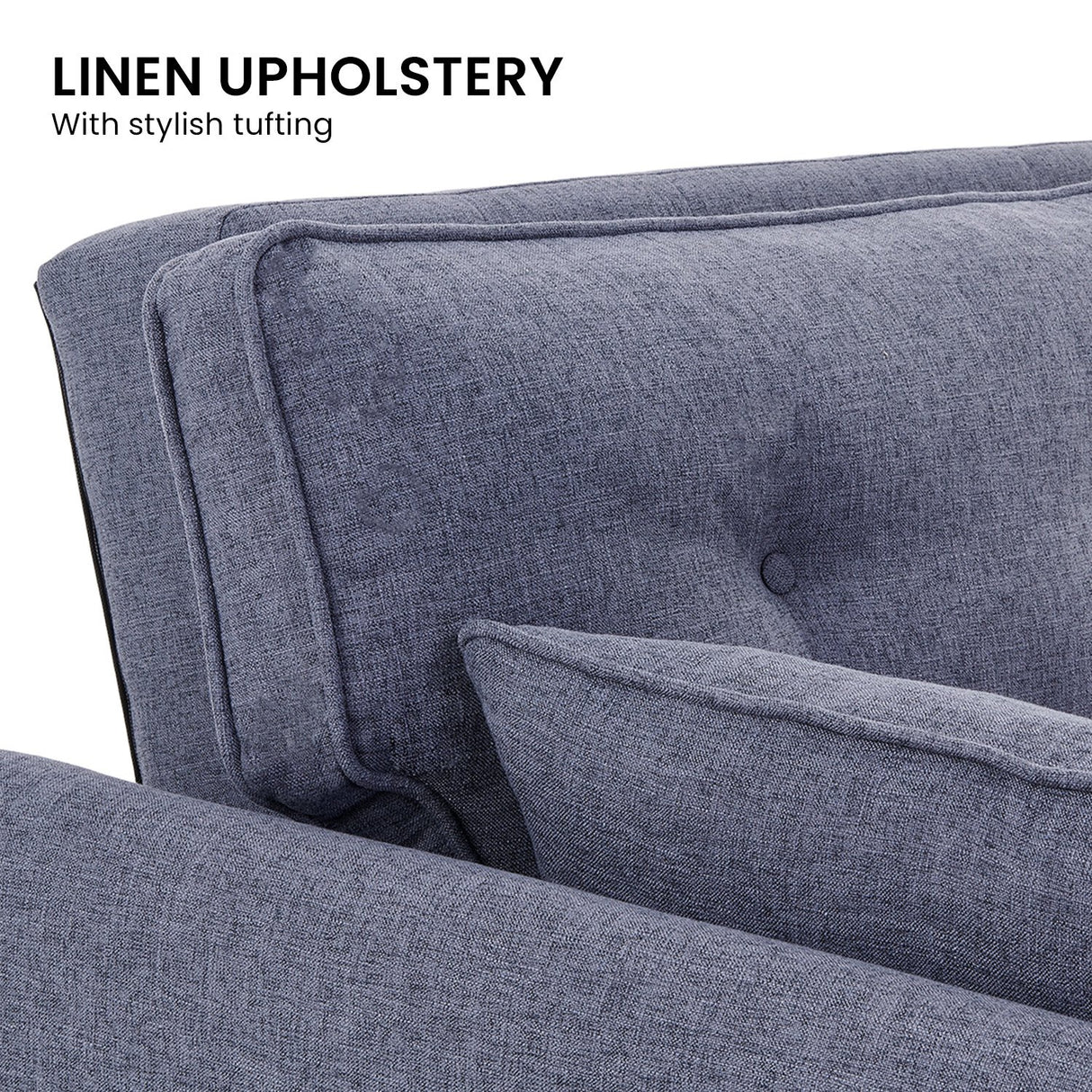 Sarantino 3 Seater Modular Linen Fabric Wood Sofa Bed Couch- Dark Grey