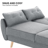 Elle Button-Tufted Fabric Sofa Bed w/ Cushions by Sarantino Light Grey - Extra Image
