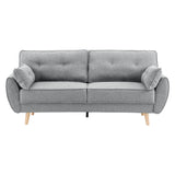 Elle Button-Tufted Fabric Sofa Bed w/ Cushions by Sarantino Light Grey - Side View