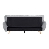 Elle Button-Tufted Fabric Sofa Bed w/ Cushions by Sarantino Light Grey - Rear View