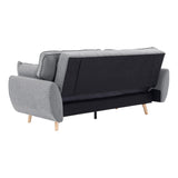 Elle Button-Tufted Fabric Sofa Bed w/ Cushions by Sarantino Light Grey