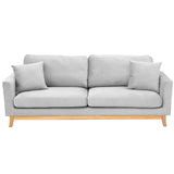 Sarantino 3 Seater Faux Velvet Sofa Bed Couch Furniture Light Grey - Low Angle
