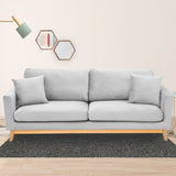 Sarantino 3 Seater Faux Velvet Sofa Bed Couch Furniture Light Grey - Extra Image