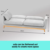 Sarantino 3 Seater Faux Velvet Sofa Bed Couch Furniture Light Grey