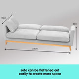 Sarantino 3 Seater Faux Velvet Sofa Bed Couch Furniture Light Grey - Extra Image