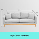 Sarantino 3 Seater Faux Velvet Sofa Bed Couch Furniture Light Grey - Extra Image