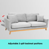 Sarantino 3 Seater Faux Velvet Sofa Bed Couch Furniture Light Grey - Extra Image