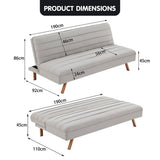 Sarantino 3 Seater Modular Linen Fabric Sofa Bed Couch Futon - Beige - Low Angle
