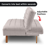Sarantino 3 Seater Modular Linen Fabric Sofa Bed Couch Futon - Beige - Side View