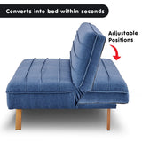 Sarantino 3 Seater Modular Linen Fabric Sofa Bed Couch - Dark Blue - Side View